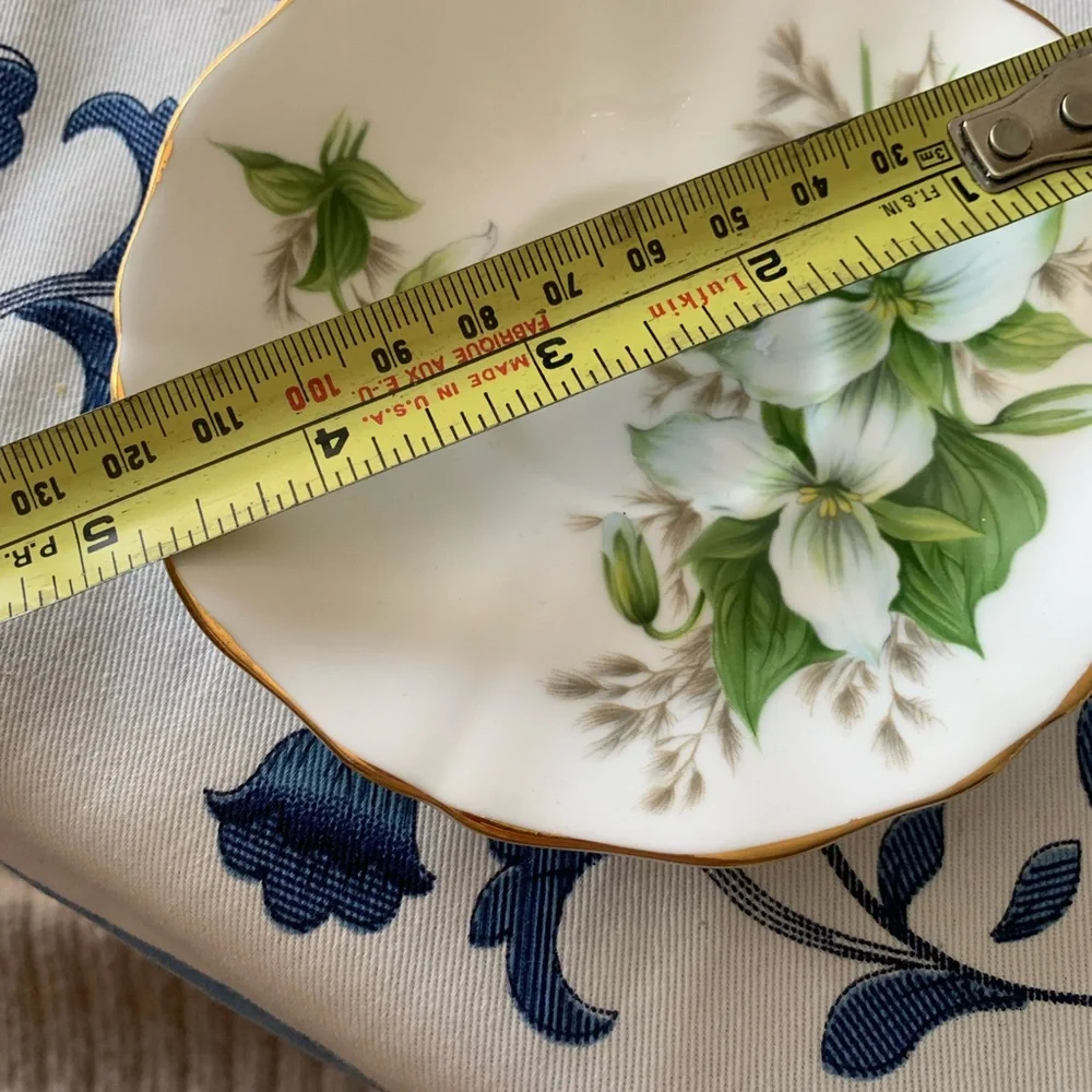 Vintage Floral Saucer with Gold Trim